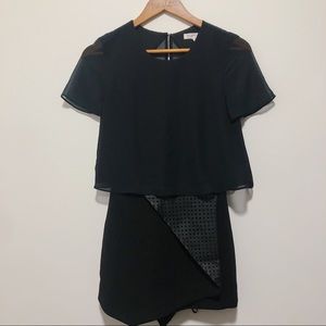 NWOT BCBG Layered Romper with Leather and Chiffon